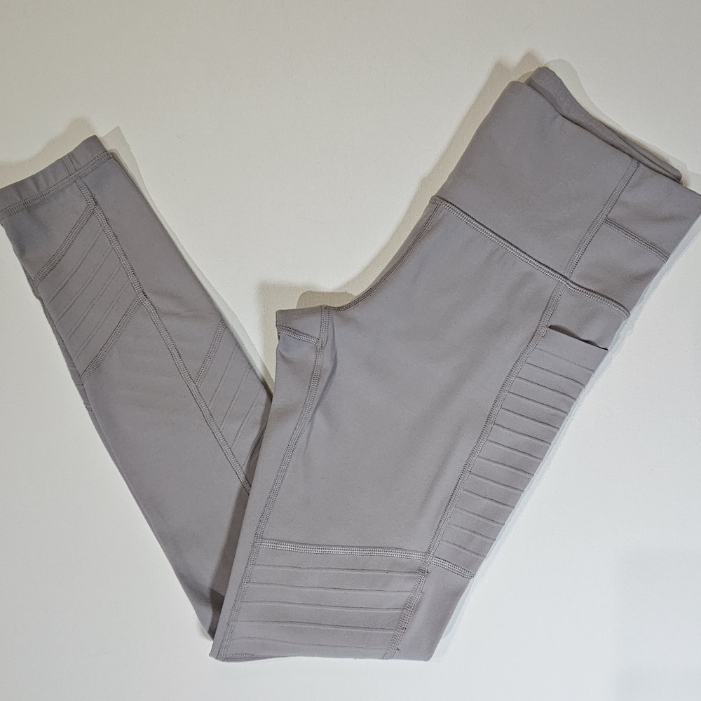 Athleta Delancey Gleam Moto Tight Leggings Womens XS‎ Bluff Grey